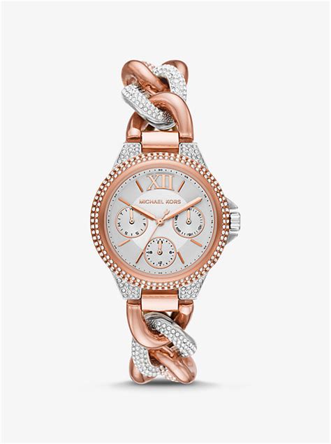 michael kors mini camille pavé two-tone curb-link watch|Mini Camille Pavé Two.